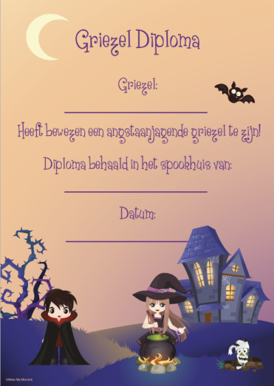 Griezel diploma voor kinderfeesten diplomashop