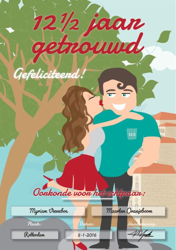 Diplomashop 12,5 jaar getrouwd diploma