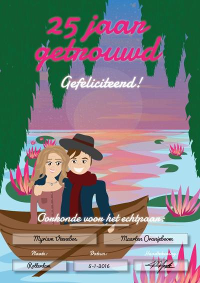 Diplomashop 25 jaar getrouwd diploma