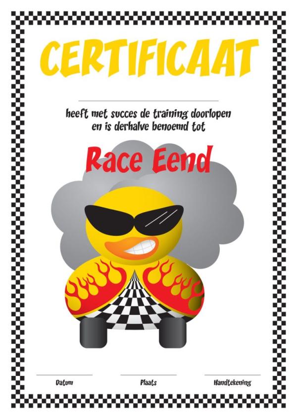 Race eend certificaat diplomashop
