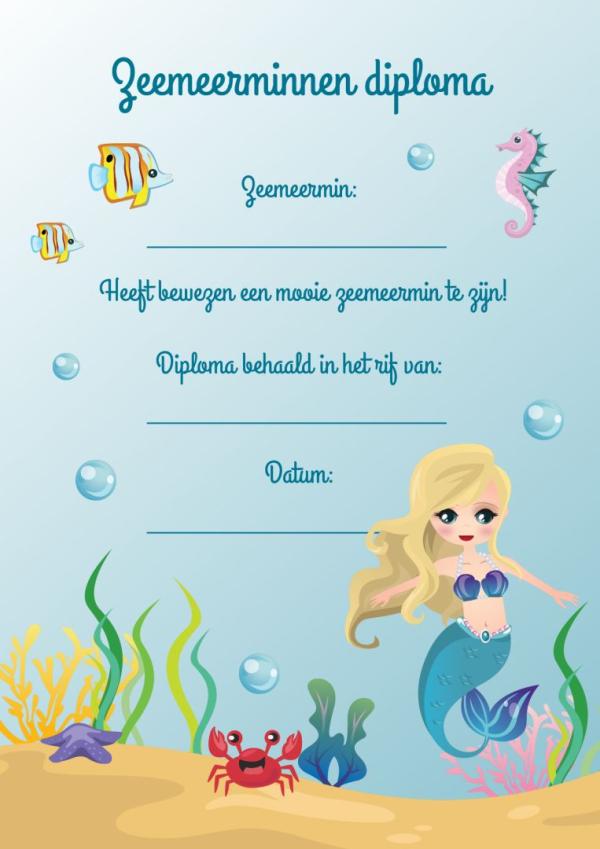 Diploma met een zeemeermin onder water