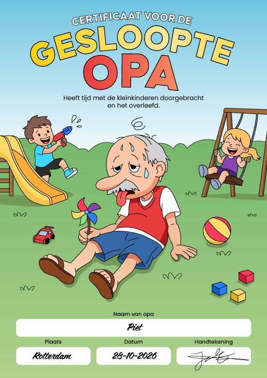 Gesloopte opa diploma