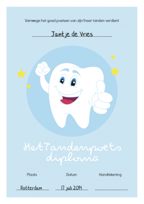 Diploma met een stralend, juigend tandje